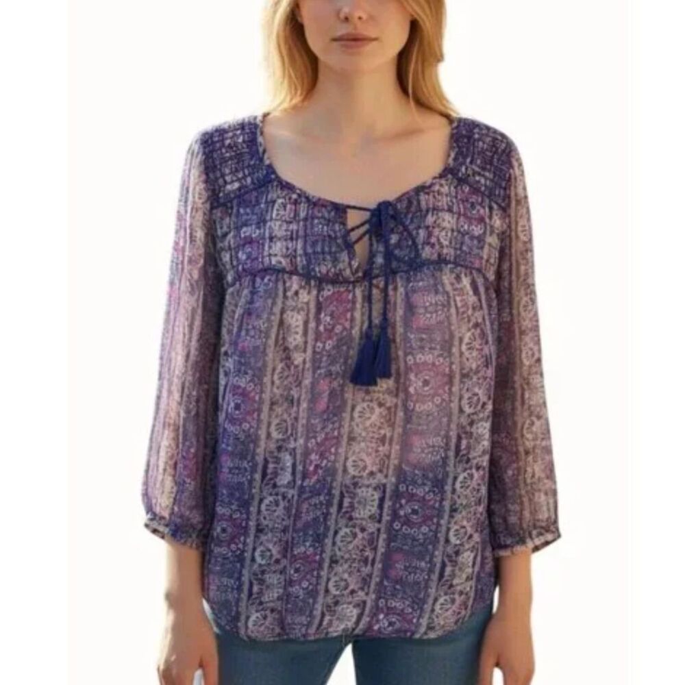American Eagle Outfitters Peasant Blouse Boho Paisley Relaxed Top Womens Small